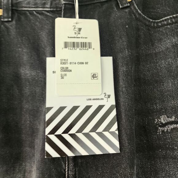 NWT Free People X Sandrine Rose Wide Leg Curve Jean Black baggy size 30 charbon - Picture 12 of 12
